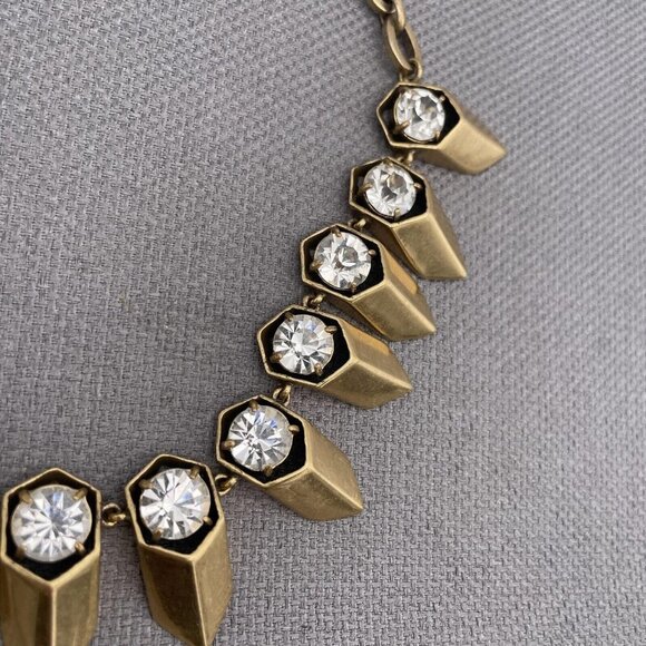 J.Crew Faceted Crystals Arrowheads Chain Necklace Gold Tone 18-20 Inch - Picture 5 of 6